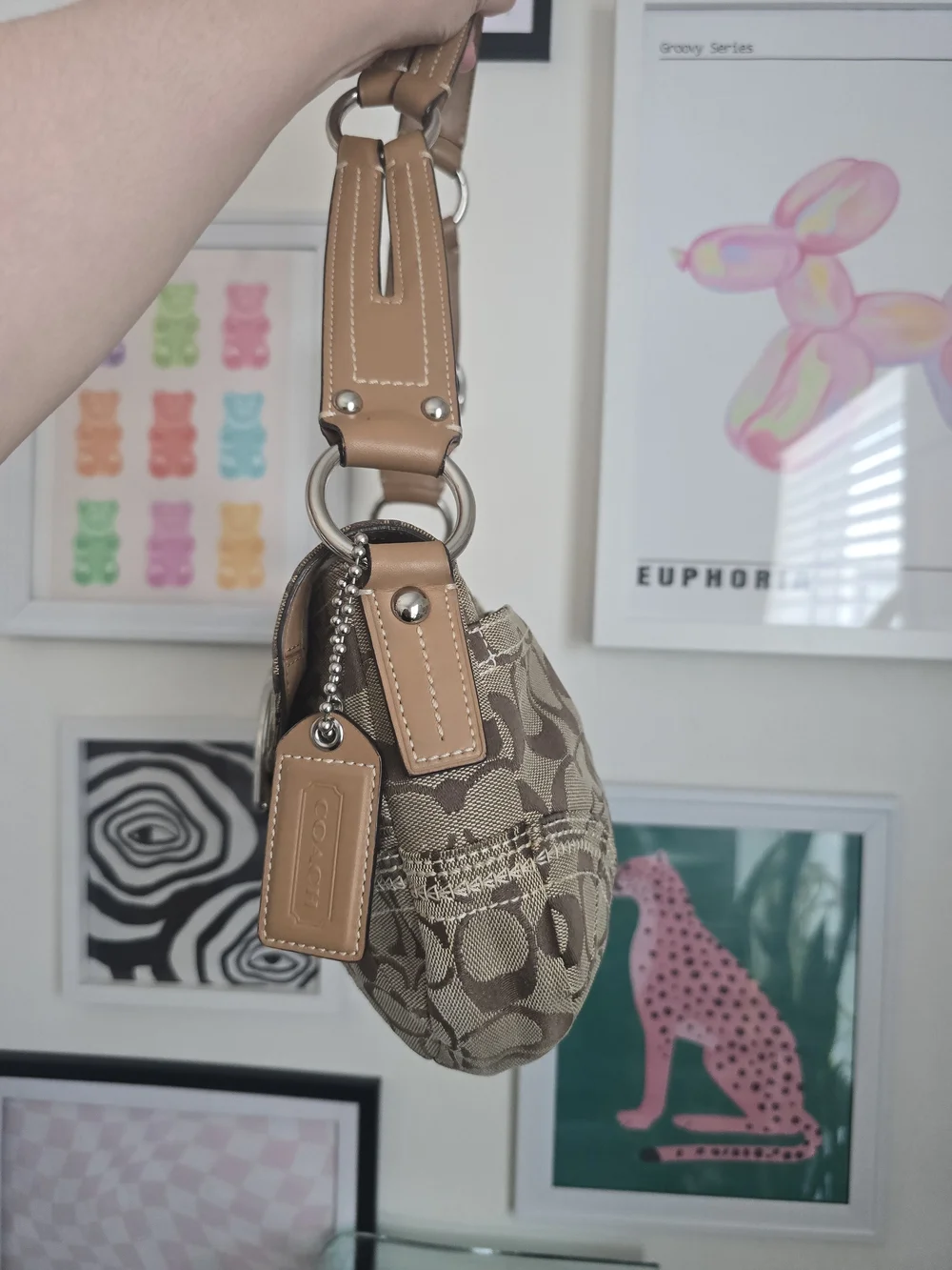 Coach Soho Y2k Signature Canvas and Leather Shoulder Bag W/Cherry Charm